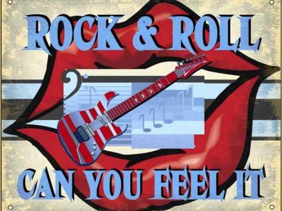 Ρετρό πίνακας χειροποίητος rock and roll can you feel it 25x20 εκ