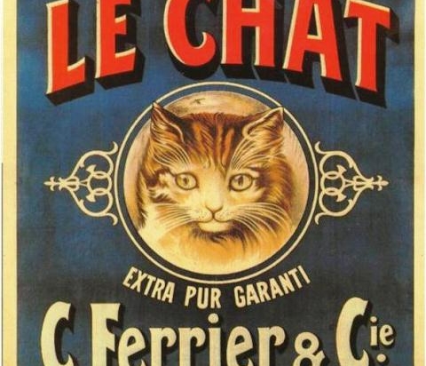 Le chat ρετρό διαφήμιση πίνακας χειροποίητος 20x25 εκ