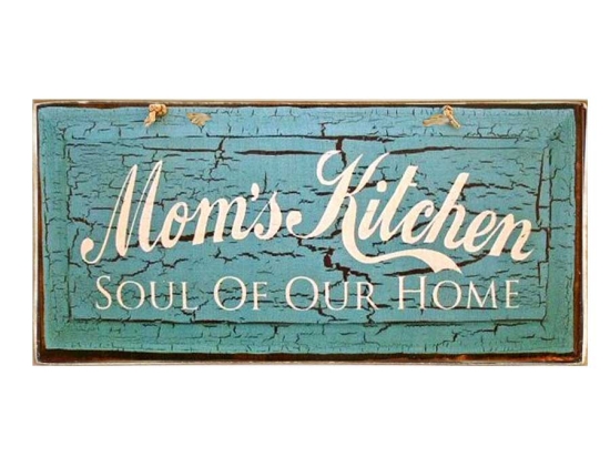 Ρετρό ξύλινος πίνακας χειροποίητος mom's kitchen soul of our home 26x13 εκ