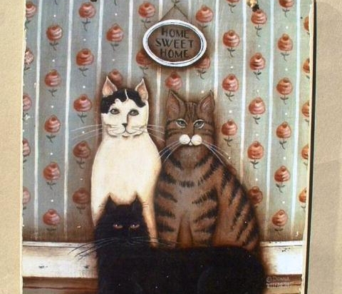 Πίνακας χειροποίητος family cats 20x25 εκ