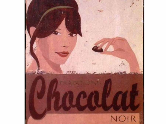 Chocolat retro πίνακας χειροποίητος 20x25 εκ