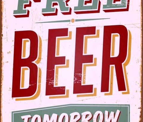 Vintage πίνακας χειροποίητος free beer tomorrow