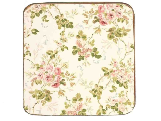 Σουβέρ ξύλινo χειροποίητo beige floral 