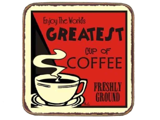 Σουβέρ ξύλινo χειροποίητo greatest cup of coffee