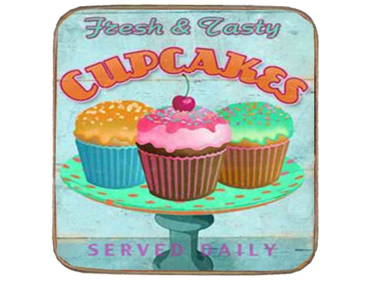 Σουβέρ ξύλινo χειροποίητo fresh and tasty cupcakes 