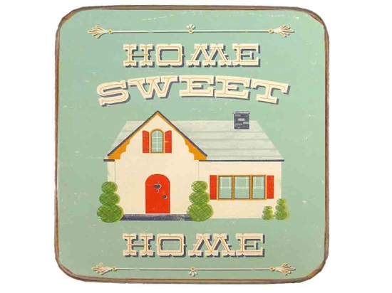 Σουβέρ ξύλινo χειροποίητo home sweet home