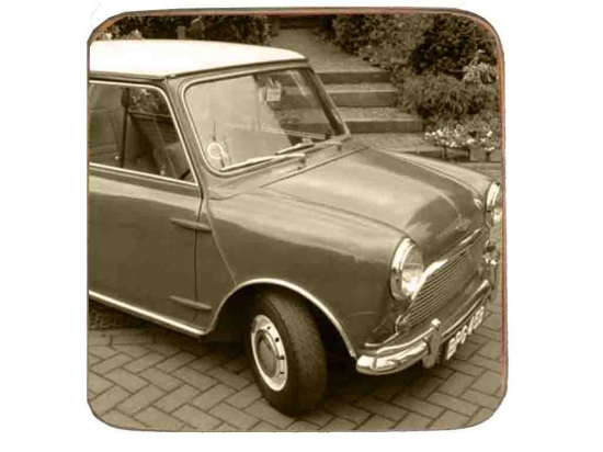 Σουβέρ ξύλινo χειροποίητo little Mini Cooper