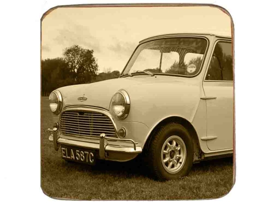 Σουβέρ ξύλινo χειροποίητo ρετρό Mini Cooper 