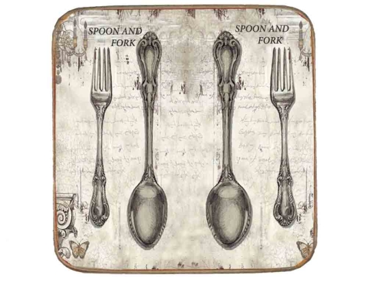 Σουβέρ ξύλινo χειροποίητo spoons and forks