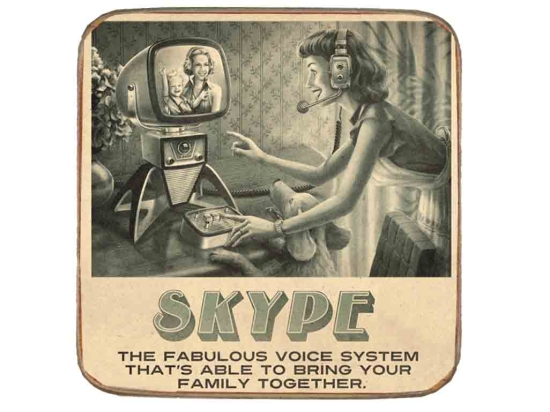 Σουβέρ ξύλινo χειροποίητo retro web Skype