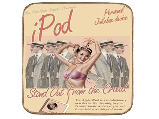 Σουβέρ ξύλινo χειροποίητo retro web iPod