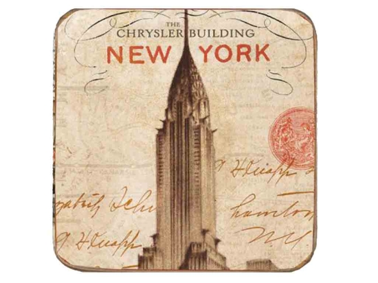 Σουβέρ ξύλινo χειροποίητo New York Chrysler building