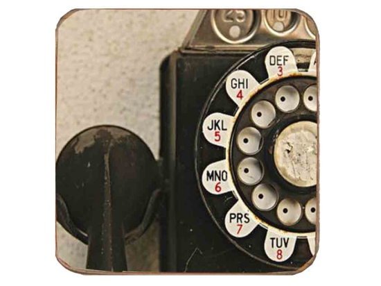Σουβέρ ξύλινo χειροποίητo retro telephone