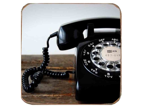 Σουβέρ ξύλινo χειροποίητo old telephone