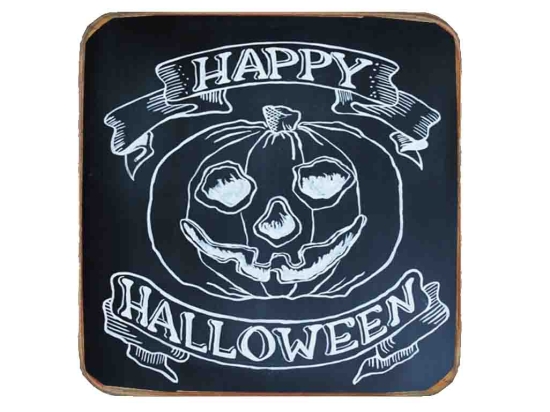 Happy halloween ξύλινο χειροποίητο σουβέρ