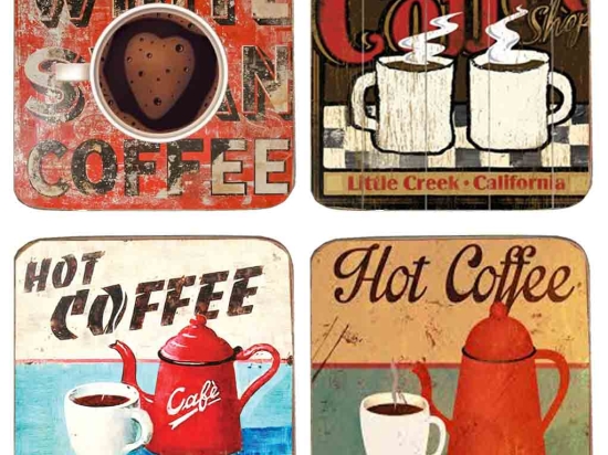 Σουβέρ ξύλινα χειροποίητα coffee σετ 4 τεμάχια
