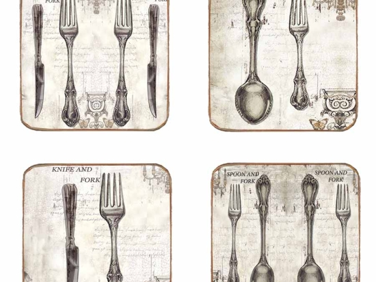 Σουβέρ ξύλινα χειροποίητα cutlery σετ 4 τεμάχια