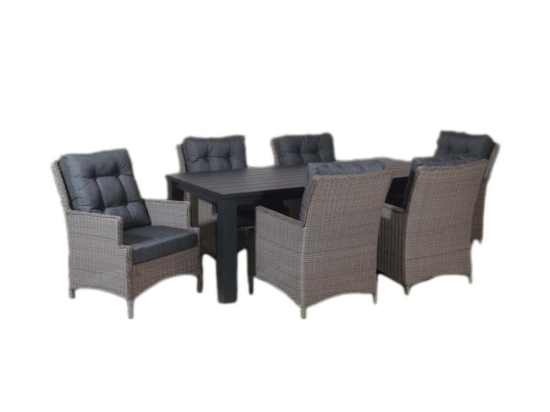 Rattan σετ τραπεζαρίας επτά τεμαχίων με σκελετό αλουμινίου