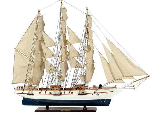 Cutty Sark καραβάκι διακοσμητικό ιστιοφόρο λευκό με μπλε 90x16x75 εκ