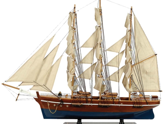 Καραβάκι ξύλινο Cutty Sark ιστιοφόρο καφέ και μπλε 120x19x97 εκ