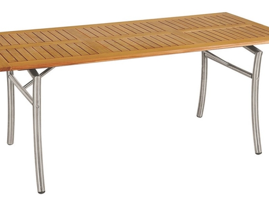 Τραπέζι παραλληλόγραμμο από ξύλο Teak με Inox σκελετό 160x85x75 εκ