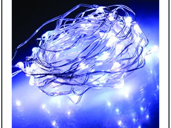 50 Led λαμπάκια μπαταρίας αδιάβροχα με καλώδιο χαλκού και λευκό ψυχρό φως 5μ