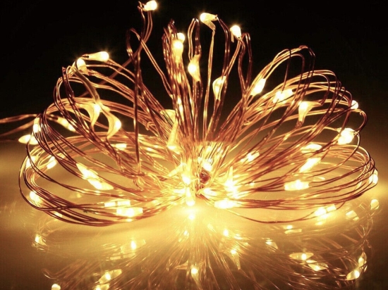 100 Led λαμπάκια με ασημί καλώδιο χαλκού και θερμό λευκό φως 10μ