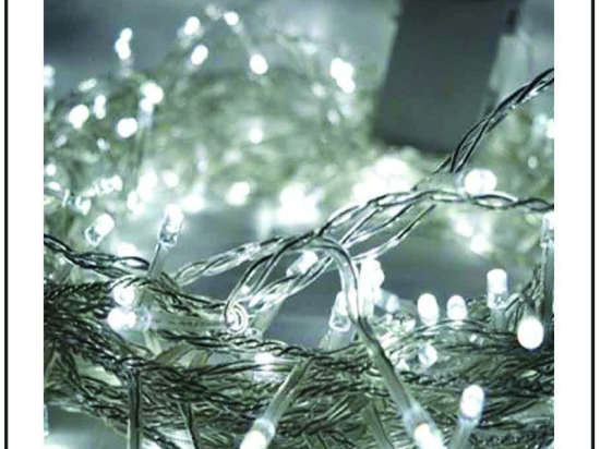 100 Led λαμπάκια αδιάβροχα μπαταρίας με 8 προγράμματα διάφανο καλώδιο και λευκό ψυχρό φως 7.5μ