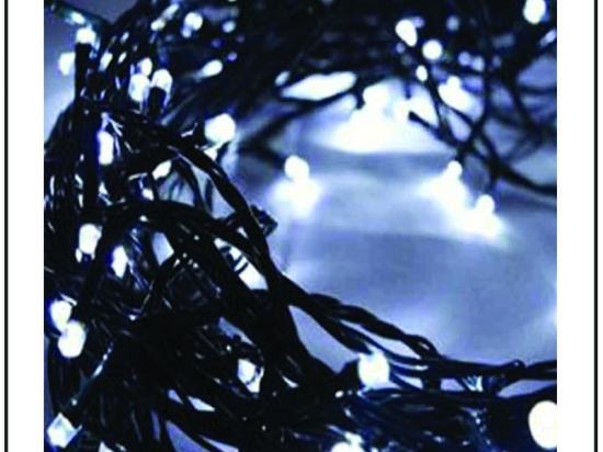 100 Led λαμπάκια αδιάβροχα μπαταρίας με 8 προγράμματα πράσινο καλώδιο και λευκό ψυχρό φως 7.5μ