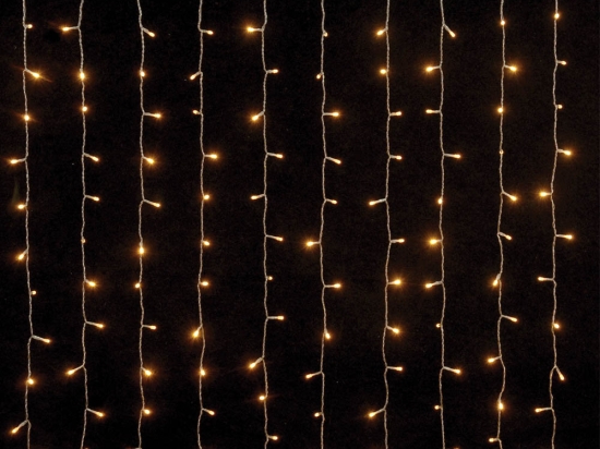 240 Led λαμπάκια κουρτίνα IP44 με επέκταση διάφανο καλώδιο και θερμό λευκό φως 2x1μ