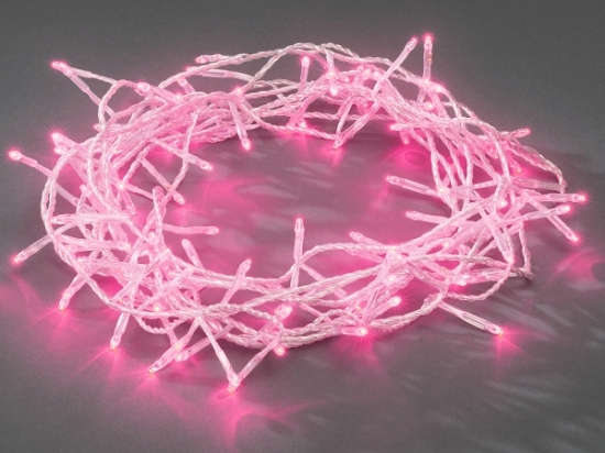 100 Led λαμπάκια IP44 επεκτεινόμενο με διάφανο καλώδιο και ροζ φως 5μ