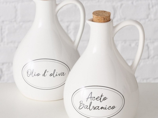 Cucina κεραμικά δοχεία σε λευκό χρώμα με δύο σχέδια 10x18 εκ