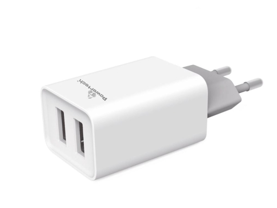 Αντάπτορας με δύο θύρες USB χωρίς καλώδιο σε λευκό χρώμα 14W