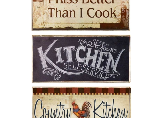 Kitchen fun σετ τριών τεμαχίων από ξύλινους χειροποίητους πίνακες