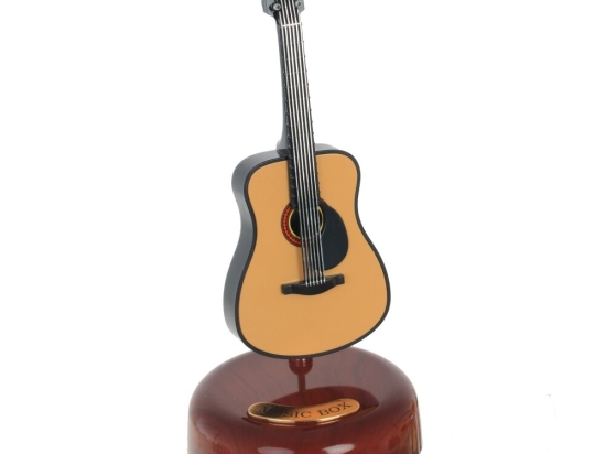 Music Box ξύλινη μινιατούρα κιθάρα σε βάση 9.5x21 εκ