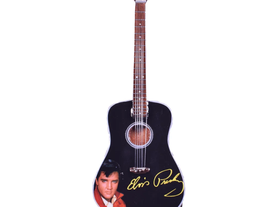 Elvis Presley χειροποίητη ξύλινη παραδοσιακή κιθάρα μινιατούρα σε βάση 20 εκ