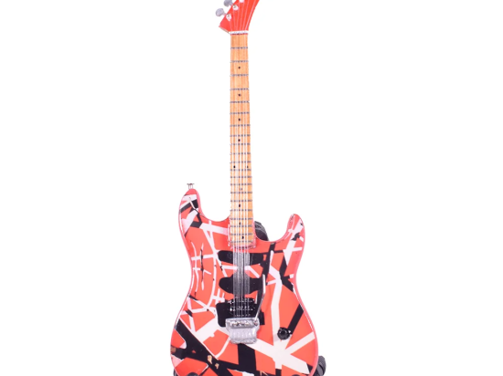 Eddie Van Halen ξύλινη χειροποίητη ηλεκτρική κιθάρα μινιατούρα σε βάση 20 εκ
