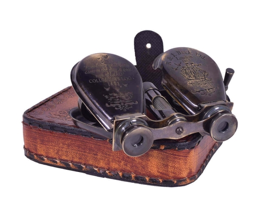 Ναυτικά vintage κιάλια με δερμάτινη θήκη 9x3.5x13 εκ