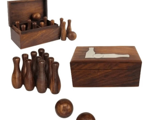 Ξύλινο mini set bowling σε κουτί 15x9x7 εκ