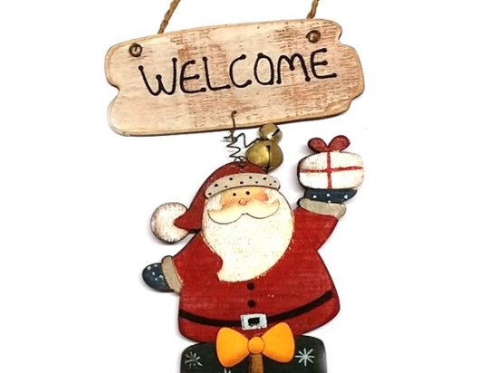 Χριστουγεννιάτικο στολίδι ξύλινο Welcome Santa 17 εκ