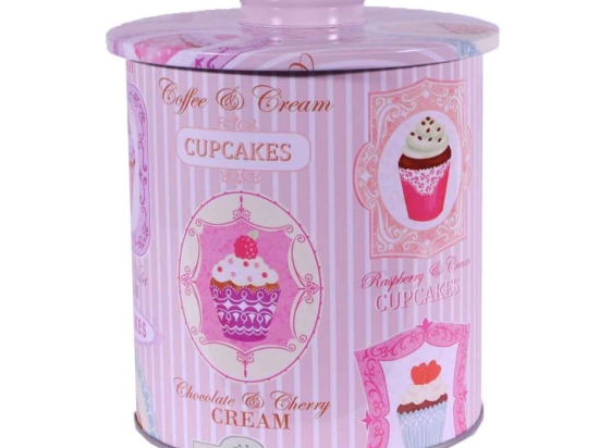 Cupcakes ρετρό μεταλλικό κουτί αποθήκευσης 14x14x17 εκ