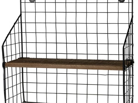 Ράφι τοίχου με μαύρο μεταλλικό πλέγμα 28x12.5x30 εκ