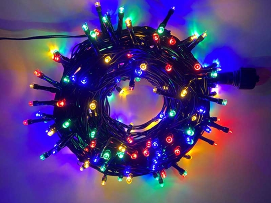 100 LED λαμπάκια με 8 προγράμματα πράσινο επεκτεινόμενο καλώδιο IP44 και πολύχρωμο φως 5μ