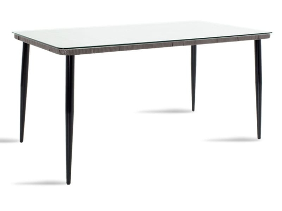 Τραπέζι Naoki pakoworld μέταλλο μαύρο-pe γκρι-γυαλί 160x90x78εκ