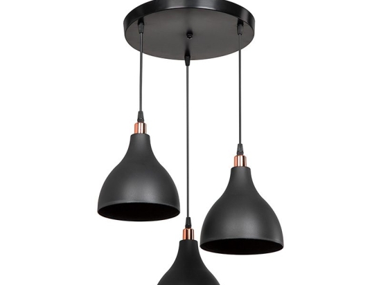 Φωτιστικό οροφής τρίφωτο Lofty pakoworld Ε27 μαύρο Φ40x80εκ