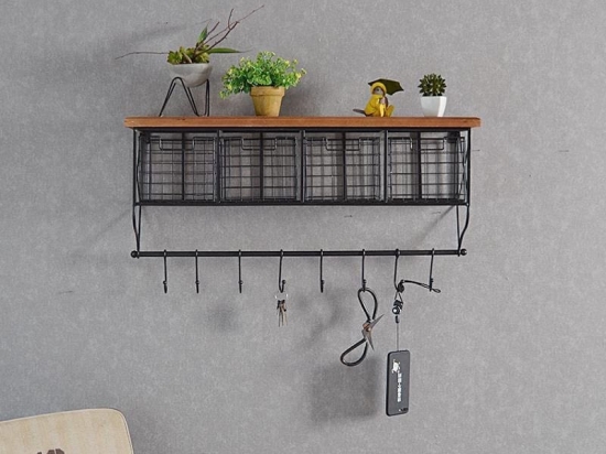 DreamHouse Επιτοίχια Κρεμάστρα Vintage με Ξύλινο Ράφι 84 cm