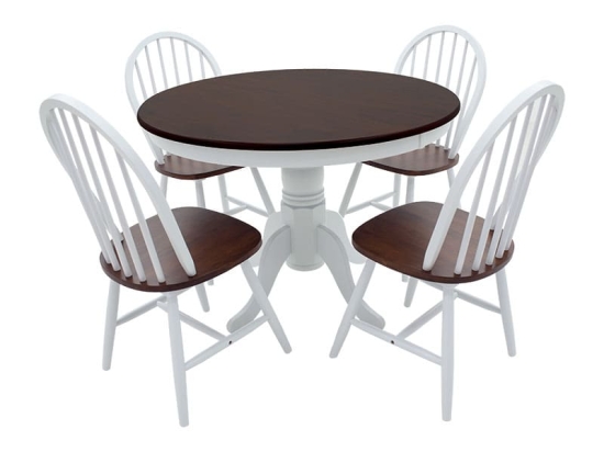 Τραπεζαρία Alice-Adalyn pakoworld σετ 5τμχ MDF καρυδί-λευκό Φ106x78εκ