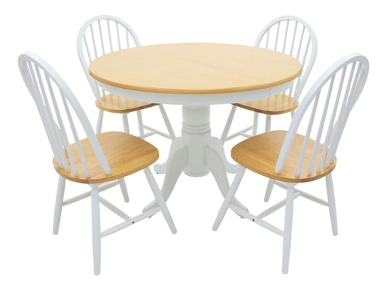 Τραπεζαρία Alice-Adalyn pakoworld σετ 5τμχ MDF φυσικό-λευκό Φ106x78εκ