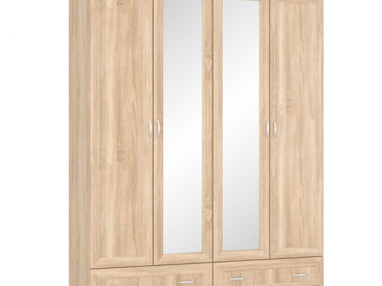 Ντουλάπα Rebecca pakoworld καθρέπτης τετράφυλλη sonoma 160x52x210εκ