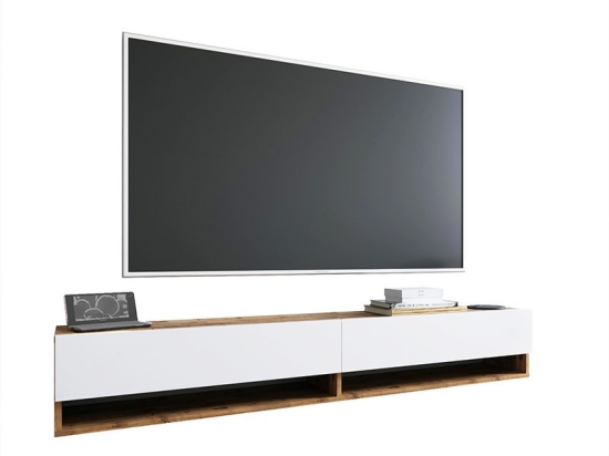 Έπιπλο τηλεόρασης επιτοίχιο Handra pakoworld λευκό-oak 180x31,5x29,5εκ